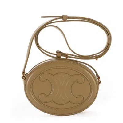Pre-owned Celine Leather Cuir Triomphe Oval Purse In Green