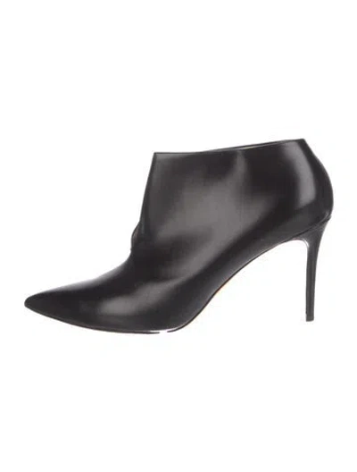 Pre-owned Celine Leather Cutout Accent Boots In Black