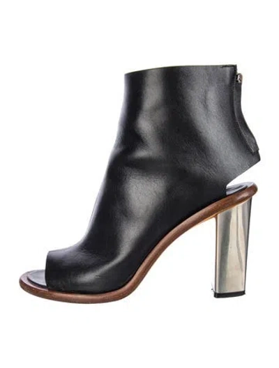 Pre-owned Celine Leather Cutout Accent Boots In Black