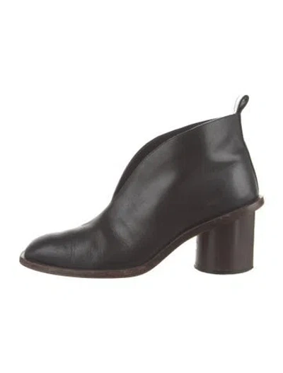 Pre-owned Celine Leather Cutout Accent Boots In Black
