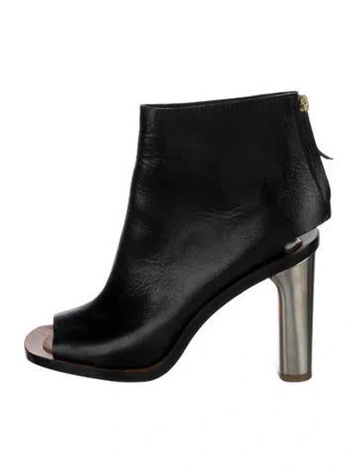 Pre-owned Celine Leather Cutout Accent Boots In Black