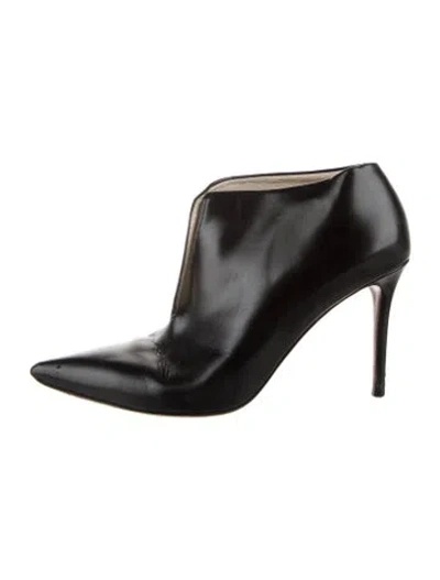 Pre-owned Celine Leather Cutout Accent Boots In Black