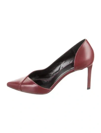 Pre-owned Celine Leather Cutout Accent D'orsay Pumps In Burgundy