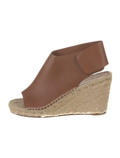 Pre-owned Celine Leather Cutout Accent Espadrilles In Brown