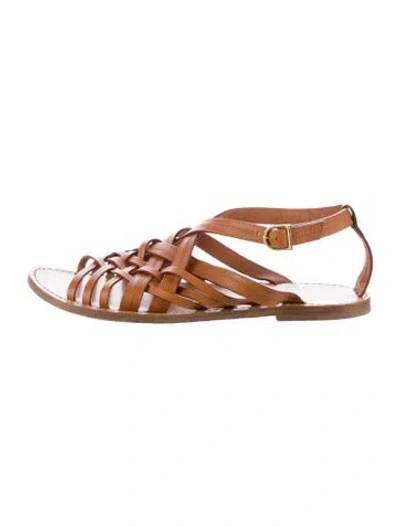 Pre-owned Celine Leather Cutout Accent Gladiator Sandals In Brown