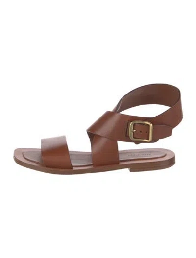 Pre-owned Celine Leather Cutout Accent Gladiator Sandals In Brown