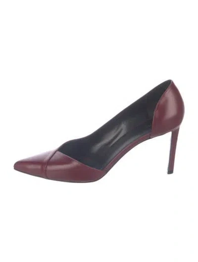 Pre-owned Celine Leather Cutout Accent Pumps In Burgundy