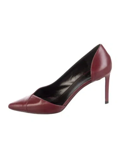 Pre-owned Celine Leather Cutout Accent Pumps In Red