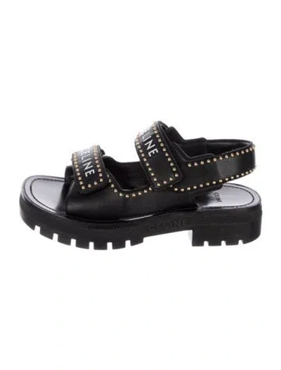 Pre-owned Celine Leather Cutout Accent Slides In Black