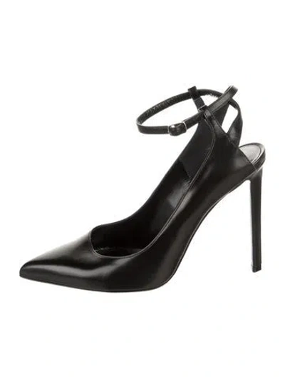 Pre-owned Celine Leather Cutout Accent Slingback Pumps In Black