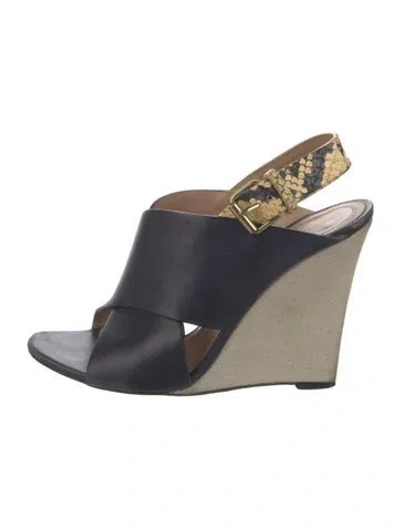 Pre-owned Celine Leather Cutout Accent Slingback Sandals