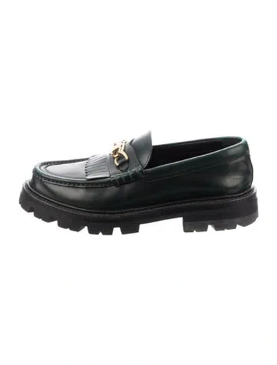 Pre-owned Celine Leather Distressed Accents Loafers In Green
