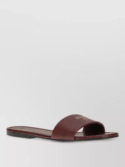 Celine Leather Easy Mule Slides In Brown