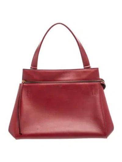 Pre-owned Celine Leather Edge Medium In Red