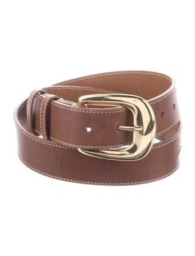 Pre-owned Celine Leather Embroidered Accent Belt In Brown