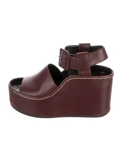 Pre-owned Celine Leather Embroidered Accent Gladiator Sandals In Burgundy