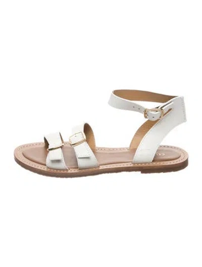 Pre-owned Celine Leather Embroidered Accent Sandals In Neutrals