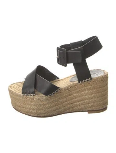 Pre-owned Celine Leather Espadrilles In Black