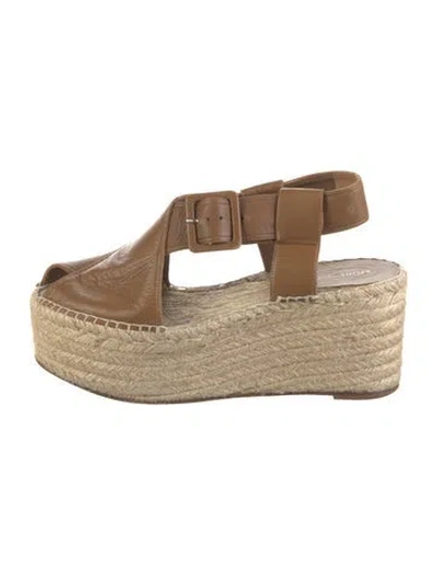 Pre-owned Celine Leather Espadrilles In Brown