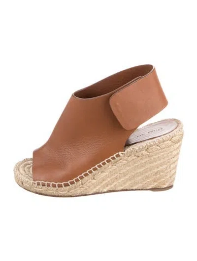 Pre-owned Celine Leather Espadrilles In Brown