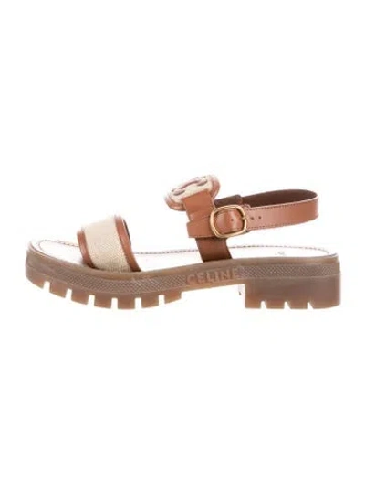 Pre-owned Celine Leather Espadrilles In Brown