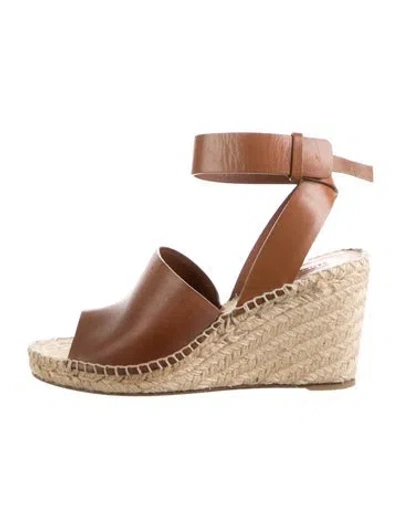 Pre-owned Celine Leather Espadrilles In Brown