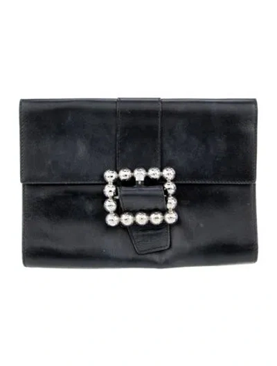 Pre-owned Celine Leather Evening Bag Vintage In Black