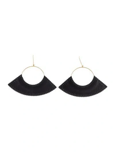 Pre-owned Celine Leather Fan Earrings In Multi