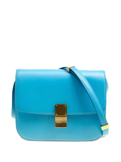 Pre-owned Celine Leather Flap Shoulder Bag In Blue