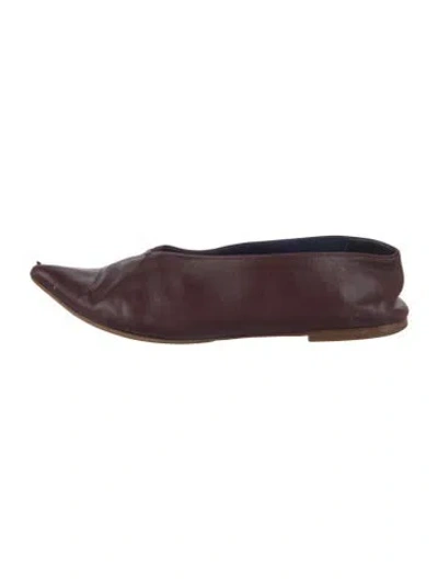 Pre-owned Celine Leather Flats In Burgundy