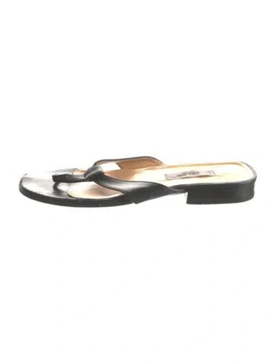 Pre-owned Celine Leather Flip Flops In Black