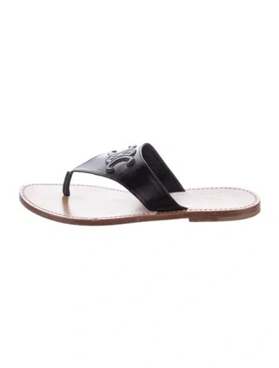 Pre-owned Celine Leather Flip Flops In Black