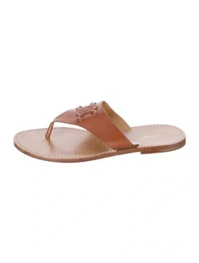 Pre-owned Celine Leather Flip Flops In Brown