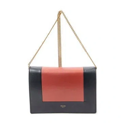 Pre-owned Celine Leather Frame Evening Chain Clutch In Blue