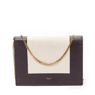 Pre-owned Celine Leather Frame Evening Chain Clutch In Purple