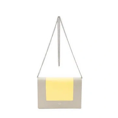 Pre-owned Celine Leather Frame Evening Chain Clutch In Yellow