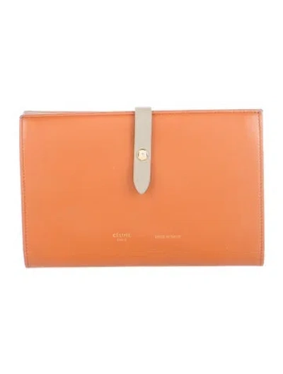 Pre-owned Celine Leather French Purse In Orange