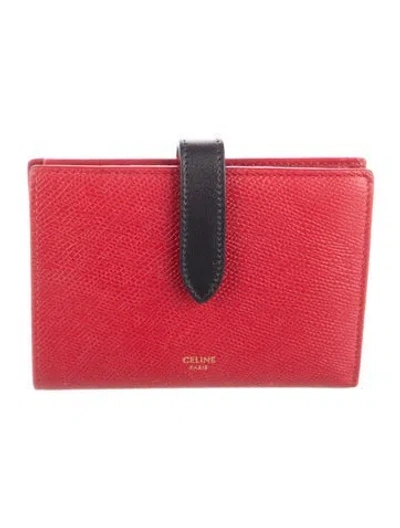 Pre-owned Celine Leather French Purse In Red