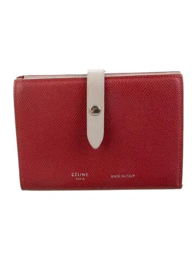 Pre-owned Celine Leather French Purse In Red