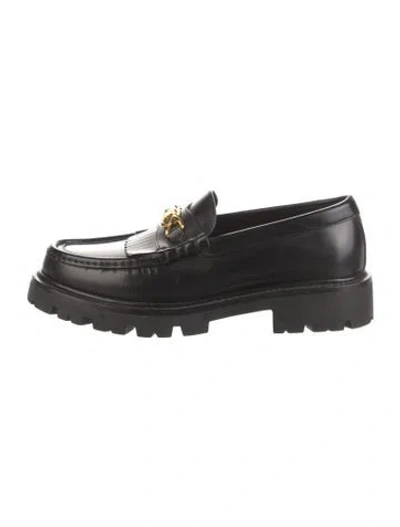 Pre-owned Celine Leather Fringe Trim Accent Loafers In Black