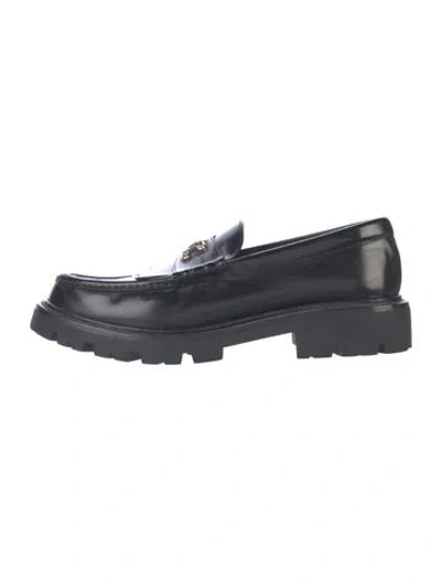 Pre-owned Celine Leather Fringe Trim Accent Loafers In Black