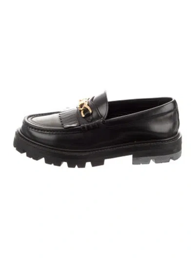 Pre-owned Celine Leather Fringe Trim Accent Loafers In Burgundy