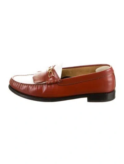 Pre-owned Celine Leather Fringe Trim Accent Loafers In Multi