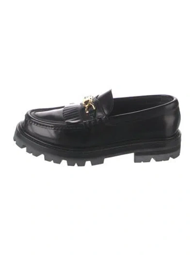 Pre-owned Celine Leather Fringe Trim Accent Pumps In Black