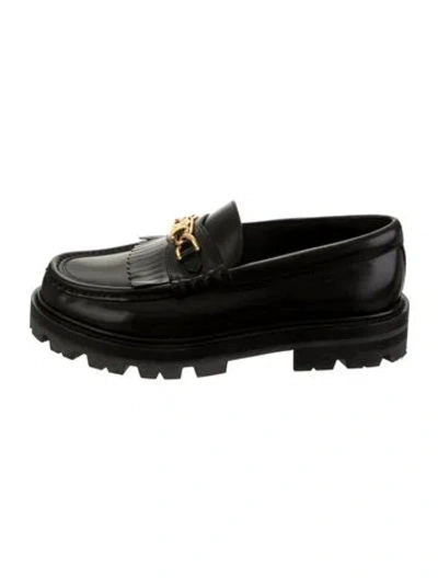 Pre-owned Celine Leather Fringe Trim Accent Pumps In Black