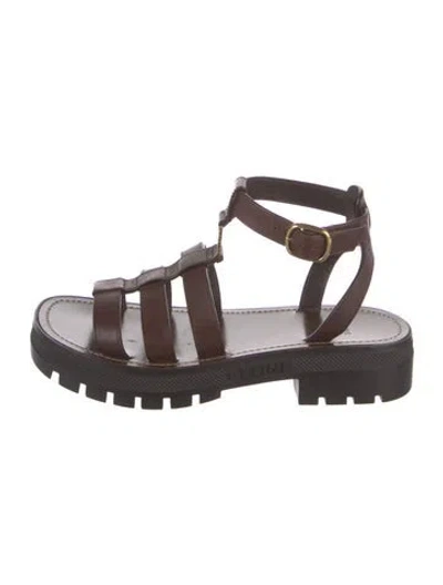 Pre-owned Celine Leather Gladiator Sandals In Brown