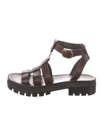 Pre-owned Celine Leather Gladiator Sandals In Brown