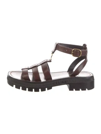 Pre-owned Celine Leather Gladiator Sandals In Brown