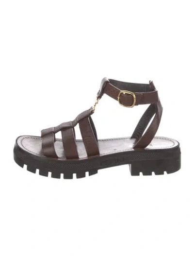 Pre-owned Celine Leather Gladiator Sandals In Brown