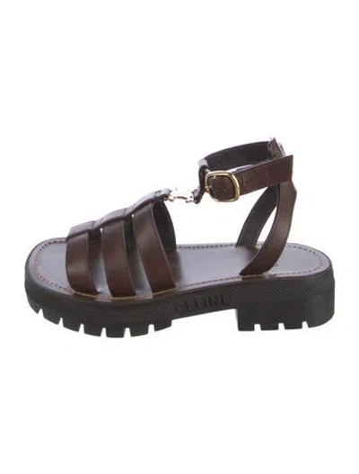 Pre-owned Celine Leather Gladiator Sandals In Brown